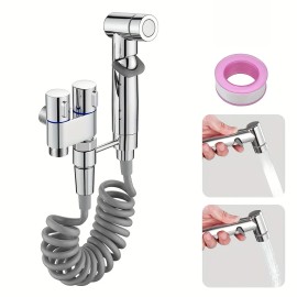 Premium Portable Bidet Sprayer Set with Adjustable Water Pressure for Modern Bathroom Bidet Toilet UseColor: Chrome, Body Material: ABS + Stainless Steel