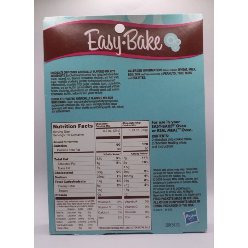 Hasbro Vintage Easy Bake Betty Crocker Fudgy Chocolate Chip cookie