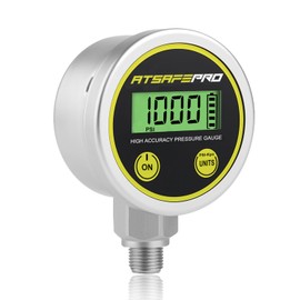 Digital Pressure Gauge-1000psi Range,2.9-Inch LCD Dial,1/4 Inch NPT Bottom Thread Stainless Steel Water Pressure Gauge,Suitable for Measuring Hydraulic, Oil, Water, and Air Pressure