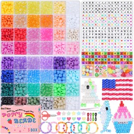 BestNow Pony Beads Bracelet Making Kit 48 Colors Friendship Bracelet Craft Kit with Alphabet Beads DIY Creative Gift for Bracelets Kandi for Girls boy Ages 6 7 8 9 10 11 12