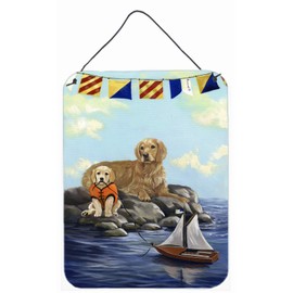 Caroline's Treasures PPP3100DS1216 Golden Retriever Retreat Wall or Door Hanging Prints Aluminum Metal Sign Kitchen Wall Bar Bathroom Plaque Home Decor Front Door Plaque, 12x16, Multicolor