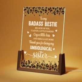 HONOCOOLS Acrylic Plaque LED Walnut Picture Frame (Bestie Style 1)