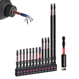 Geinxurn 13pcs 2” 3” 6” Impact #1#2#3 Square Screwdriver Bits Set,(SQ1/SQ2/SQ3) Magnetic S2 Steel Driver Bits Set and 1pc 3” Impact Bit Holder with Color Coded Base