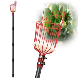 Fruit Picker Pole Tool with Basket Telescoping, Adjustable Apple Picker Pole 35-170 inch Long Handle, Mango Orange Avocado Fig Acorn Lemon Pear Pomelo Chery Picker for Tree