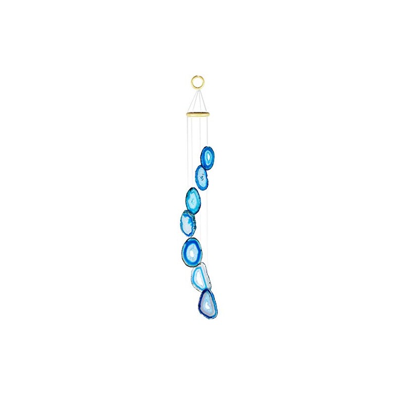 KYEYGWO Blue Agate Discs Geode Wind Chime Sun Catcher Crystal