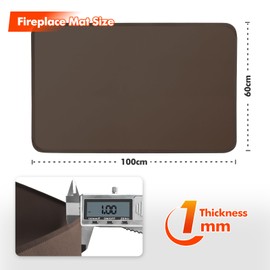 Hearth Rugs for Fireplaces, 100x60x0.1cm Fireproof Mat, Hearth Pads for Wood Stove Fireplace Indoor Outdoor, Fireplace Mat Protects Floors Carpets from Sparks Embers, Brown