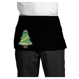 TooLoud Christmas Tree Armed Design Dark Adult Mini Waist Apron - Black - One-Size