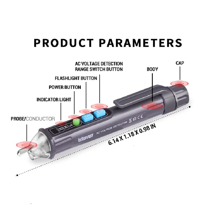 LETONNEY Voltage Tester, Non Contact AC Voltage Tester Pen, Wire