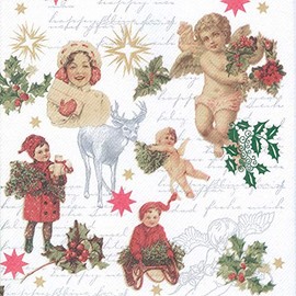 Hantermann, Serviettes, Christmas, Premium Airlaid Fabric, 40 x 40 cm, 1/4 Fold, High-quality, Sophisticated Christmas Napkins, Christmas Decoration, Made in Germany