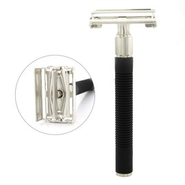 Professional Safety Razor Sharp Wet Razor with 2-sided Blade Head for Men, Beard Razor with Butterfly Opening System for a Quick Blade Change