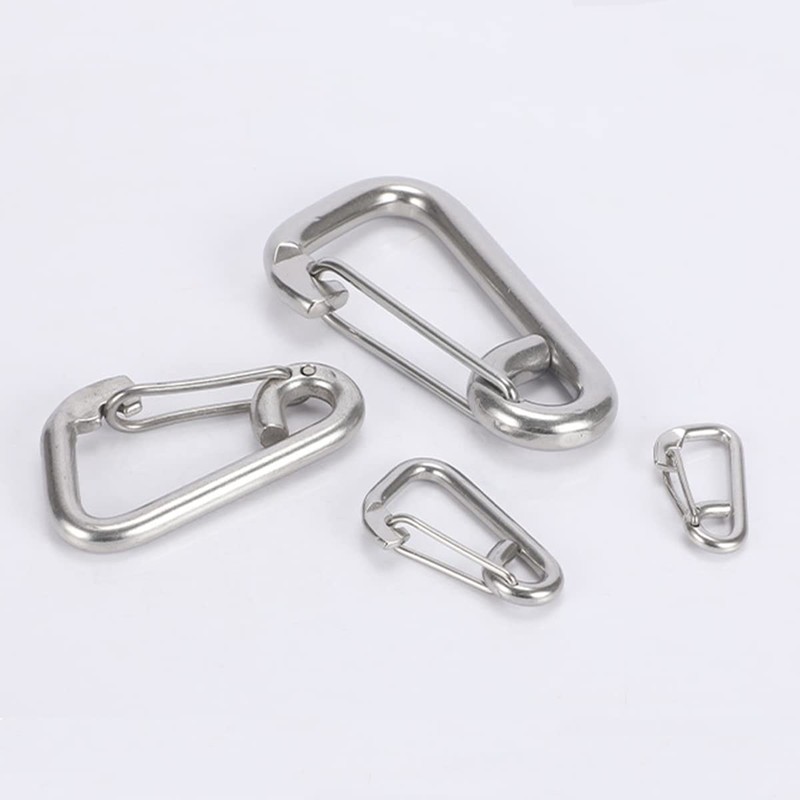 simPLEISURE qb500147a05n0 Stainless Steel Spring Hook, D-Shaped Carabiner Type, 5