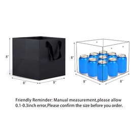 HUAPRINT Black Gift Bags with Handles,Black Paper bags,24 Pack 8x8x8inch Square Size Black shopping Bags,Party Bags,Favor Bags,Goody Bags,Business Bags,Kraft Bags, Retail Bags, Paper Gift Bags