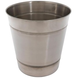 Hobby Lobby Stainless Steel Trash Can, 10 x 10 x 10 inches, Decorative Beaded Design, Silver, Bathroom, Office