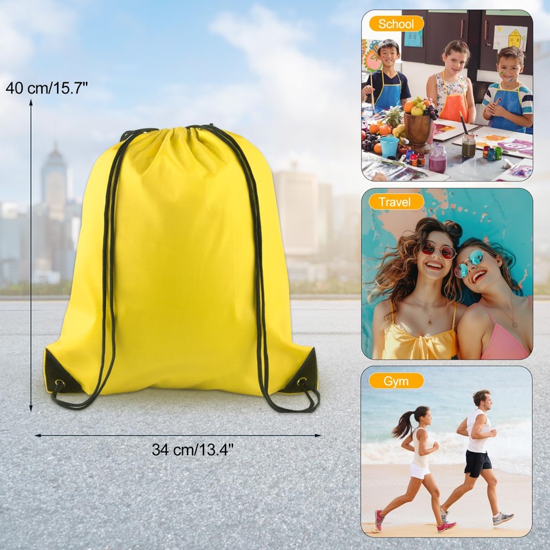 KUUQA 2 Pcs Yellow Drawstring Backpack Drawstring Bag Bulk Sports