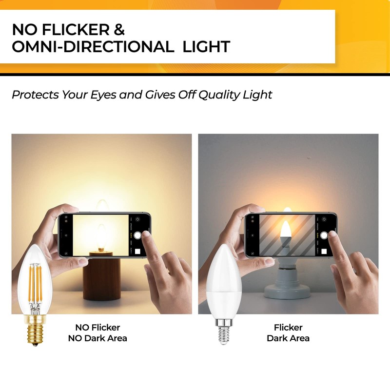 Hizashi E12 Candelabra LED Light Bulb 40 Watt 90+CRI Chandelier