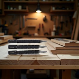 BWESOO Center Punch Set, 3-Piece High-Carbon Steel, 4-Inch Black Hand Tools for Metal and Wood Marking