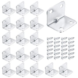 TOP-VIGOR 20Pcs Corner L Brackets for Wood, 25mm x 25mm x 32mm Stainless Steel Heavy Duty 90 Degree Right Angle Shelf Brackets Supports Corner Brace with Screws, Joining Fixing Repair Connector