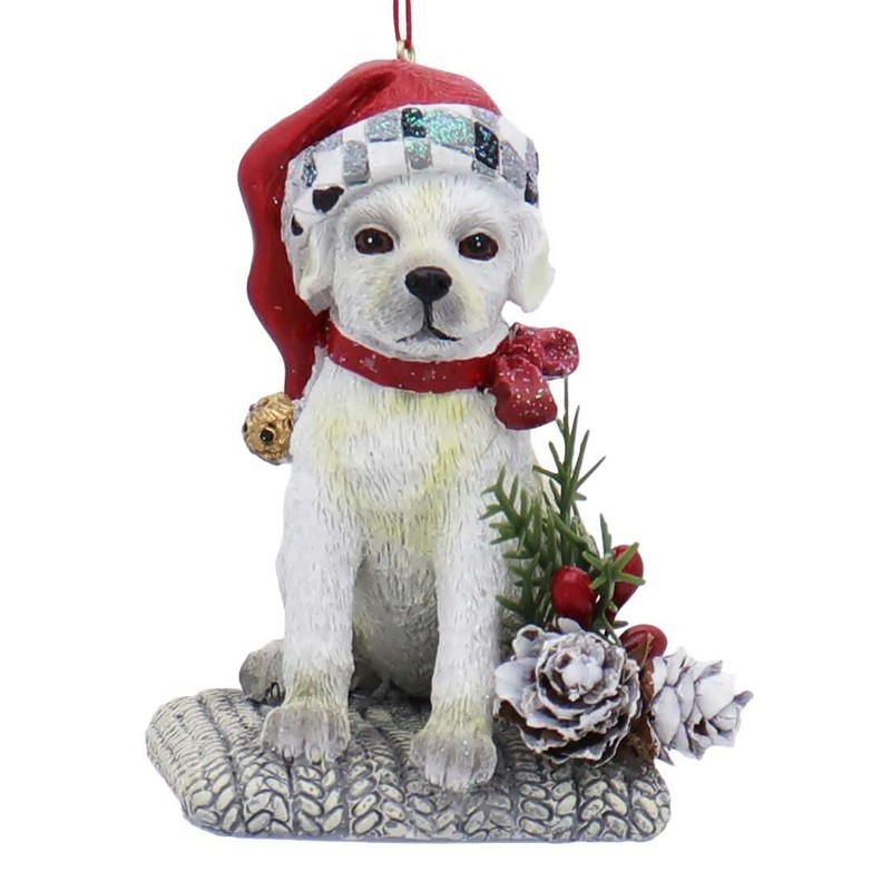 Kurt Adler Labrador Retriever Puppy on Bed Ornaments Set 9.5