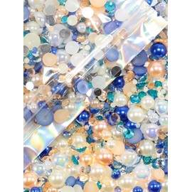 Rhinova 100g Mix Pearls and Rhinestones for Crafting, Sizes Range 3mm-10mm Pearl Beads for Bedazzler Rhinestones for Bedazzling Pearls for Crafting Sock Charms Nail Shoe Mugs (Moonlit Mirage Mix)