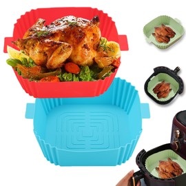 LYHOLKEER 2Pcs Silicone Air Fryer Liners 7.6inch for 3 to 6QT Air Fryer,Reusable,Easy To Clean,Non-Stick,Square Airfryer Liners for Ninja COSORI Chefman Gourmia Cuisinart Instant Pot Air Fryer
