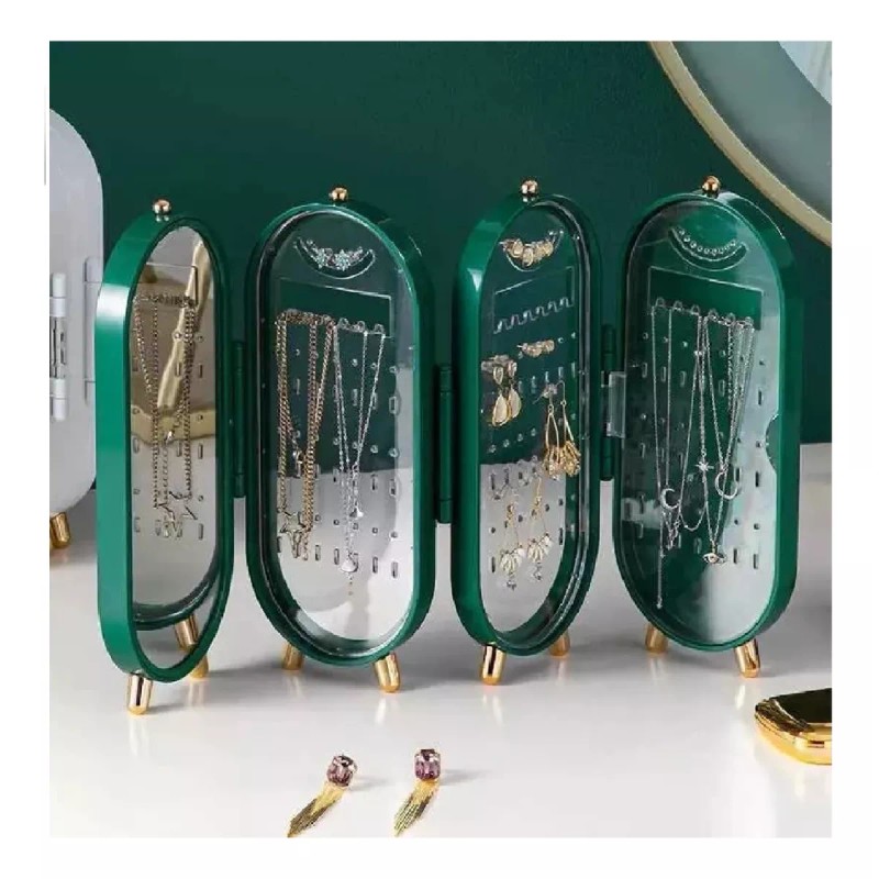 KFMX Joyero Organizador Plegable Con Espejo Aretes Collares