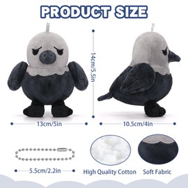 Dalycro TikTok Sad Bird Plush with Sound – Soft Bird Stuffed Animal Toy, Cute Plush for Support, Birthday Gift for Men Women and Friends (Grey)