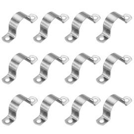PATIKIL 1-3/8" (35mm) Rigid Pipe Strap, 12 Pcs 304 Stainless Steel Conduit Clamp 2 Hole Thicken U Bracket Pipe Clamp Tube Strap for Pipe Cable Wire Fixing