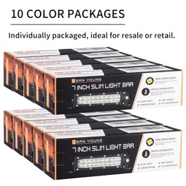 San-Young Slim 7 Inch LED Light Bars, 12V-60V Off Road Driving Truck LED Bar Lights 60W 6000lm Combo Off Road Lights, Waterproof Small Light Pods for ATV UTV RV Lawn Mower Golf Cart Boat, 10 Pack