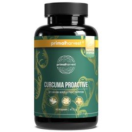 Primal Harvest® Proactive turmeric - 60 turmeric capsules - turmeric extract - organic turmeric powder with bioPerine - turmeric capsules - high dose - 95% turmeric ioids - laboratory tested