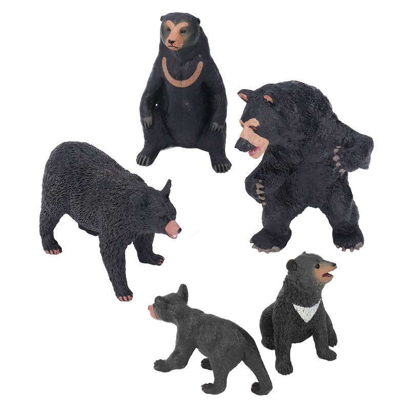 5pcs Black Bear Figure Toys Realistic Wild Animals Bear Action