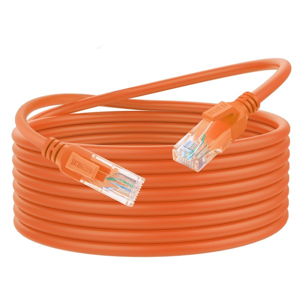 Dutevolns Cat 6 Ultra Flexible RJ45 Cable 1.6 Feet(Orange).Soft High-Speed