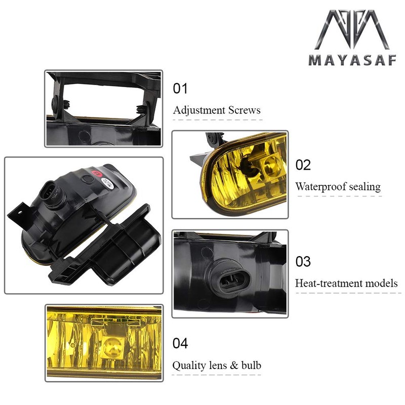 MAYASAF - Par de luces antiniebla de lente ámbar para