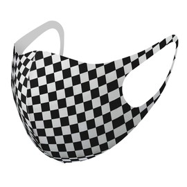 igsticker 006867 Design Mask, Set of 2, Polyester, Washable, Cloth Mask, XL Size, For Men, Checkered Border, Checkered Pattern, Checkered Pattern