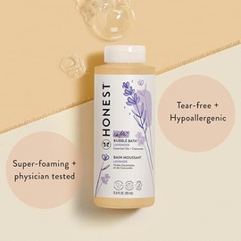 The Honest Company Foaming Bubble Bath & Baby Wash, Tear-Free, Hypoallergenic, Natural Formula, Lavender Calm Scent, 12 fl oz