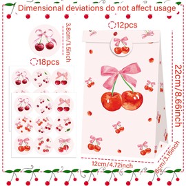 Shes Cherry On the Top Theme Favor Bags Treat Candy Goodies Bags for Cherry Bowknot Bridal Shower Baby Shower Birthday Wedding Party Supplies
