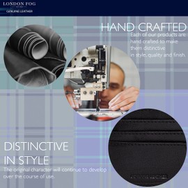 London Fog Men's Genuine Black Leather Wallet - Mens Black Bi Fold Wallets in Presentation Gift Box | Gents Veg Tan Westminister | x11 Credit Cards Holder Flip Up ID Section LFW002