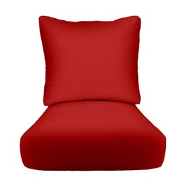 RSH Décor: Indoor Outdoor Deep Seating Chair Cushion with Pillow Back | All Weather Polyester Fabric | Seat 25” W x 25” D & Back 25” W x 21” H | Red