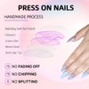 24 Pcs Press on Nails Medium,Lucoffeoi Almond Fake Nails with