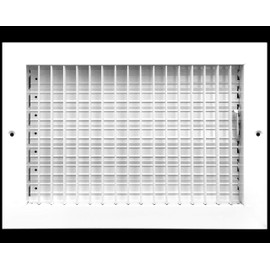 HVAC Premium 12''w X 8''h Adjustable AIR Supply Diffuser - HVAC Vent Cover Sidewall or Ceiling - Grille Register - High Airflow - White [Outer Dimensions: 13.75''w X 9.75''h]