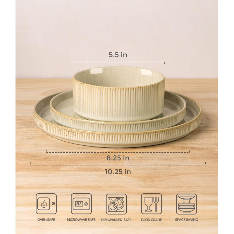 TheTerra Ceramic Dinnerware Sets for 6, 18 Pieces Porcelain Lightweight
