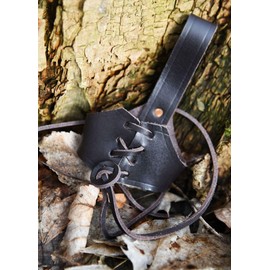 Battle-Merchant - Leather Drinking Horn Belt Holder - For ONE Met/Drinking Horn from 0.4 Litre Capacity - Accessories for Medieval and Viking LARP - Brown