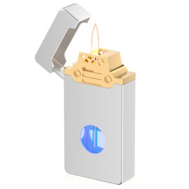 REIDEA Vintage Lighter: 4 Ignition Methods, Visible Transparent Oil Level, Refillable Kerosene (No Kerosene Included), USB Rechargeable, Cool Retro Design for Men (Silver)