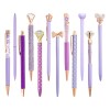 12 Plumas Lapiceros Bolígrafos Retráctil ,diamante Brillo Exterior Violeta