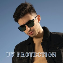 KANASTAL Green Sunglasses Mens Womens Polarised Dark Green Retro Classic Military Green Vintage Fishing Driving Outdoor UV400 Protection -Black Frame Green Lens