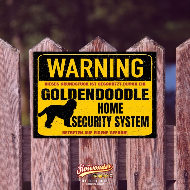 Goldendoodle Sign Warning Security System Door Sign Dog Sign Warning