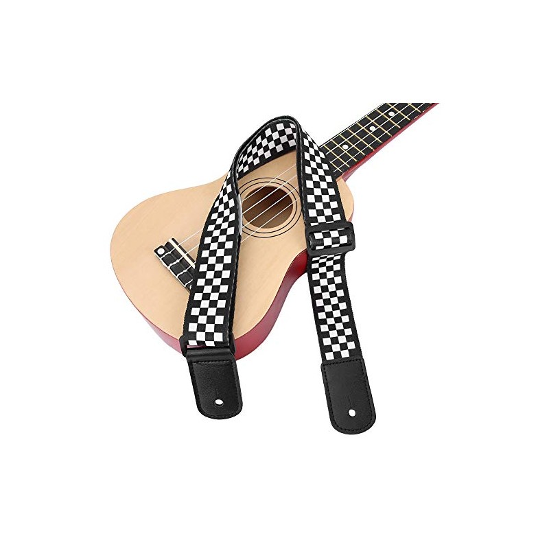 Guitar Shoulder Strap, Black and White Pattern Adjustable Guitar Shoulder