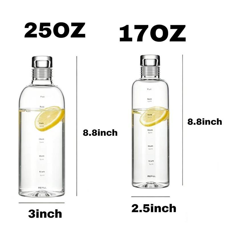 LFRNZS 25oz Clear Water Bottle with Time Marker - Motivational