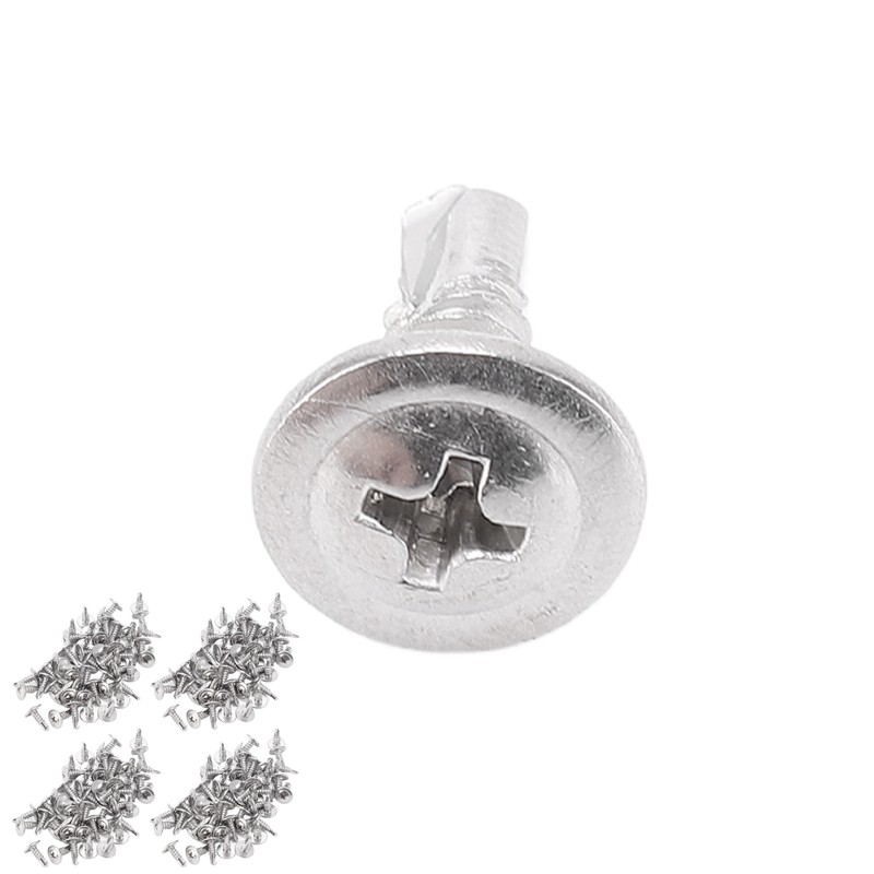 200Pcs Self Drilling Screw M4.2x13 Round Washer Head Stainless Steel