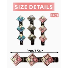 UYRVAPE Pack of 4 Hair Clips, Colourful Sparkling Crystal Hair Clip Flower, Hair Clip for Women and Girls, Fashionable Double Layer Hair Clip, Duck Beak Hair Clip