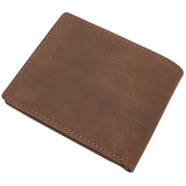 myledershop Genuine Buffalo Full Leather Wallet / Purse / Wallet in Portrait or Landscape Format with RFID & NFC Protection, Model 2 / Landscape / Cognac, Landscape